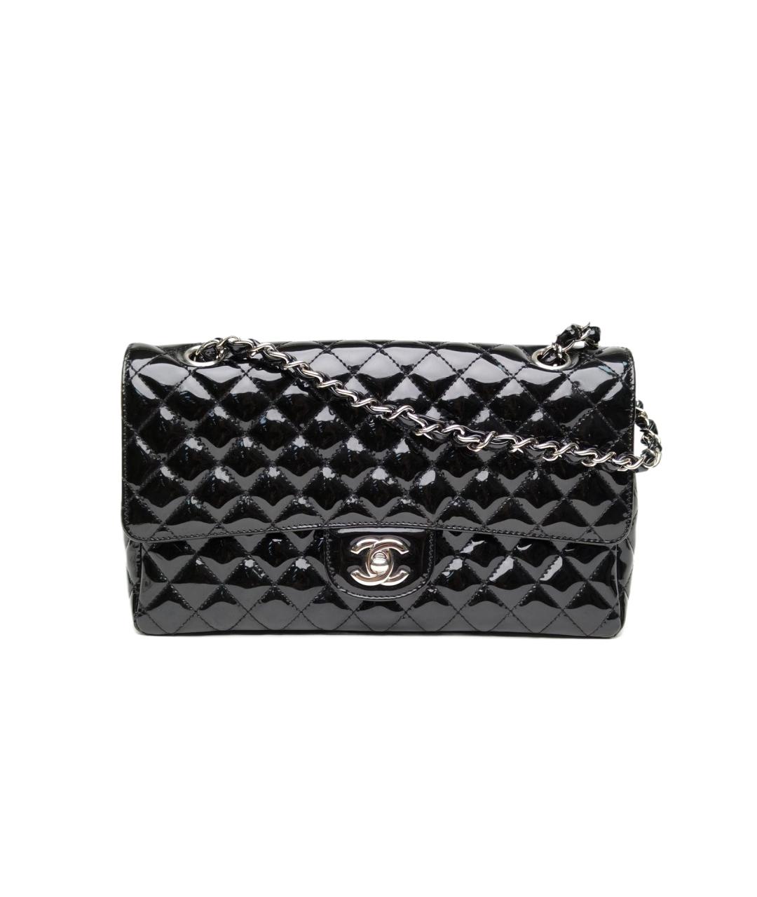 CHANEL Черная сумка через плечо из лакированной кожи, фото 1