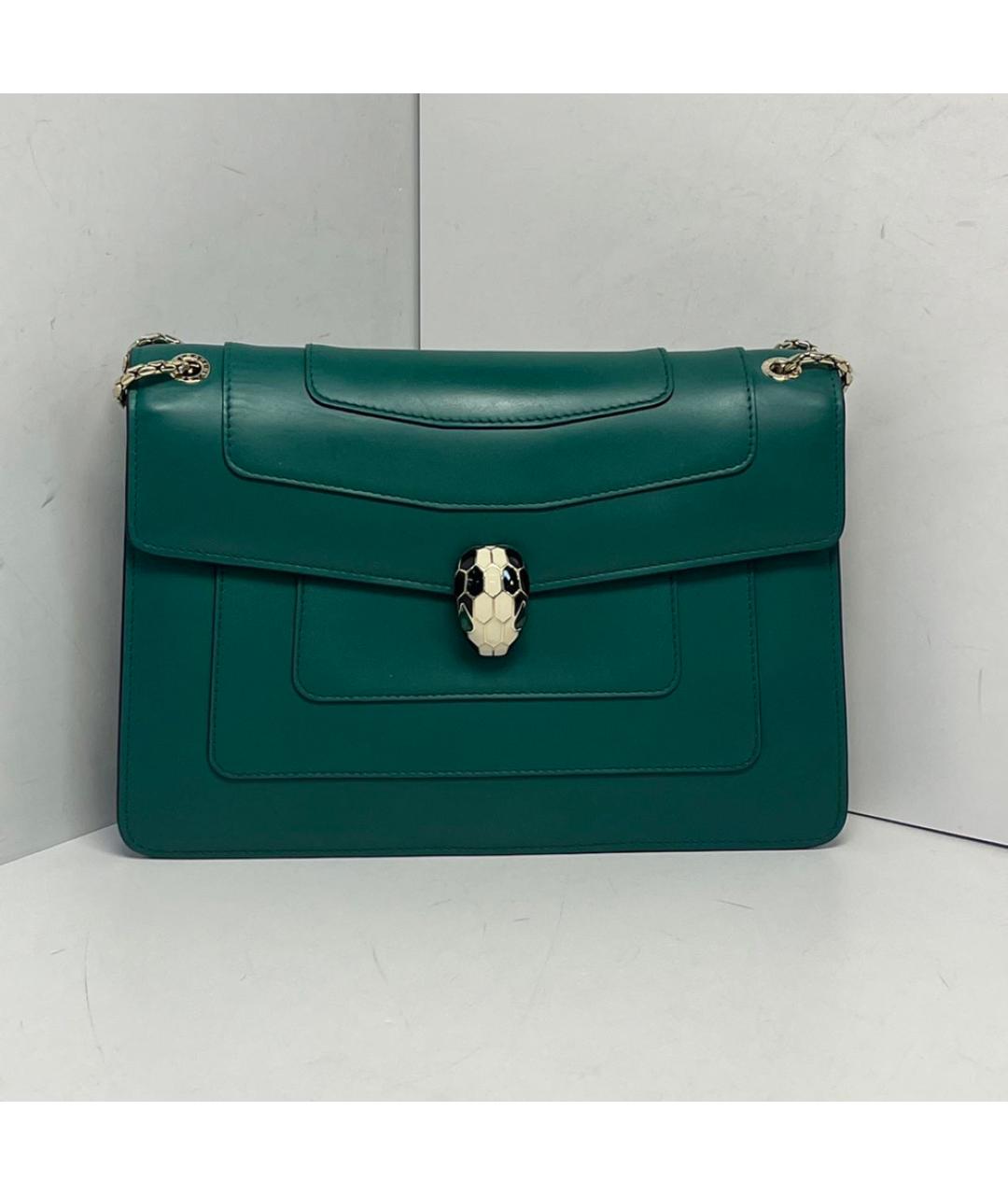 BVLGARI Зеленая кожаная сумка через плечо, фото 9