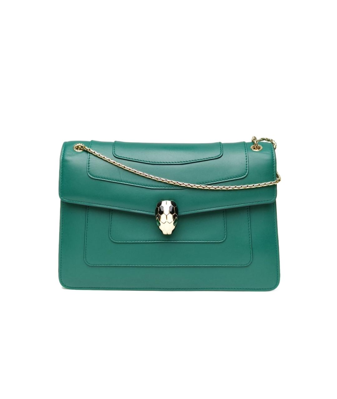 BVLGARI Зеленая кожаная сумка через плечо, фото 1