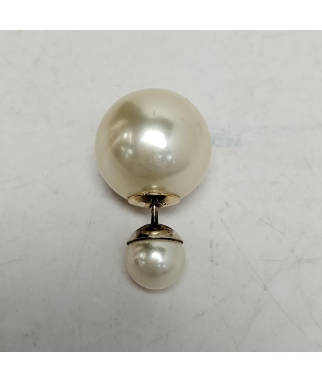 CHRISTIAN DIOR Белые металлические серьги, фото 8