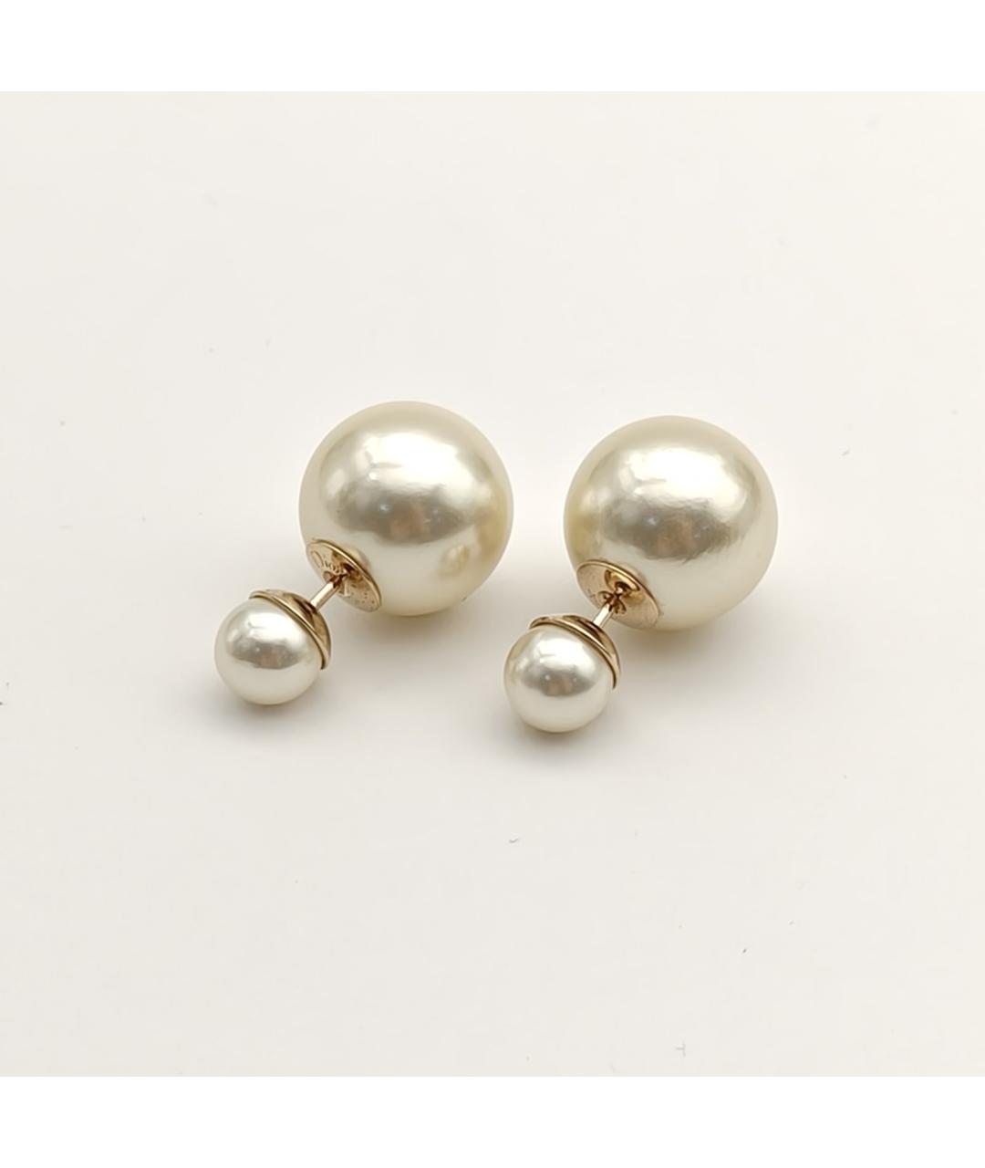 CHRISTIAN DIOR Белые металлические серьги, фото 4