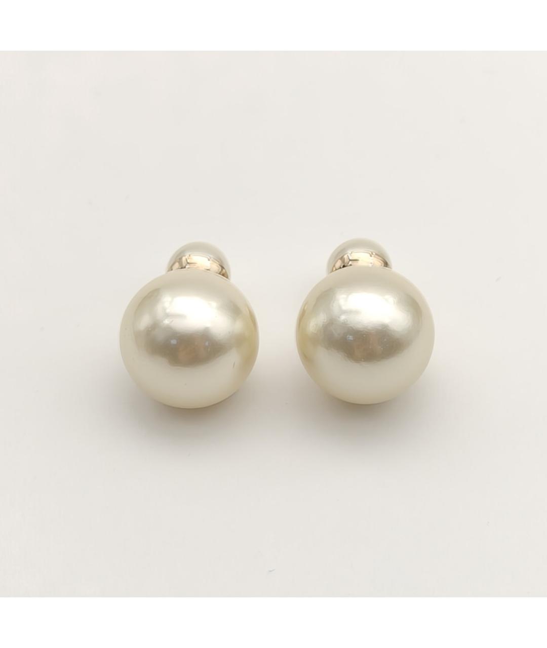 CHRISTIAN DIOR Белые металлические серьги, фото 5