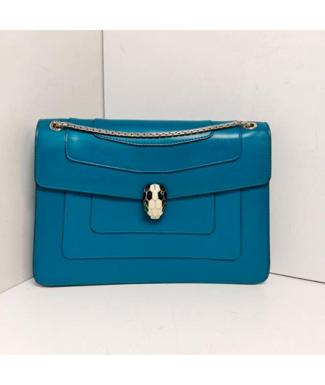 BVLGARI Синяя кожаная сумка через плечо, фото 9