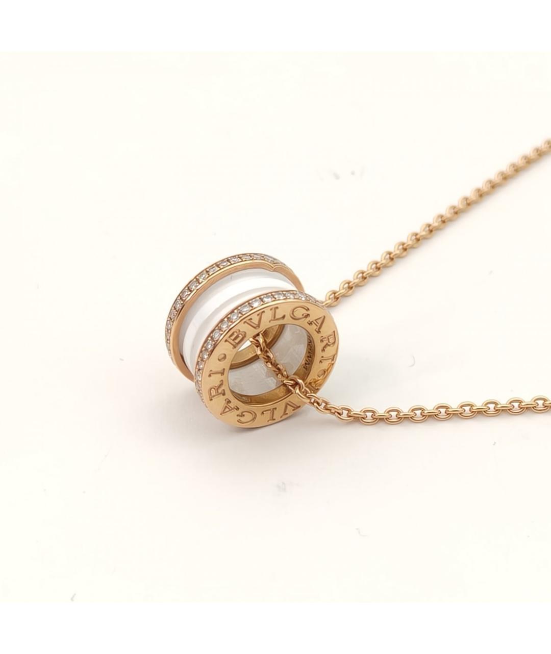 BVLGARI Белая подвеска из розового золота, фото 5
