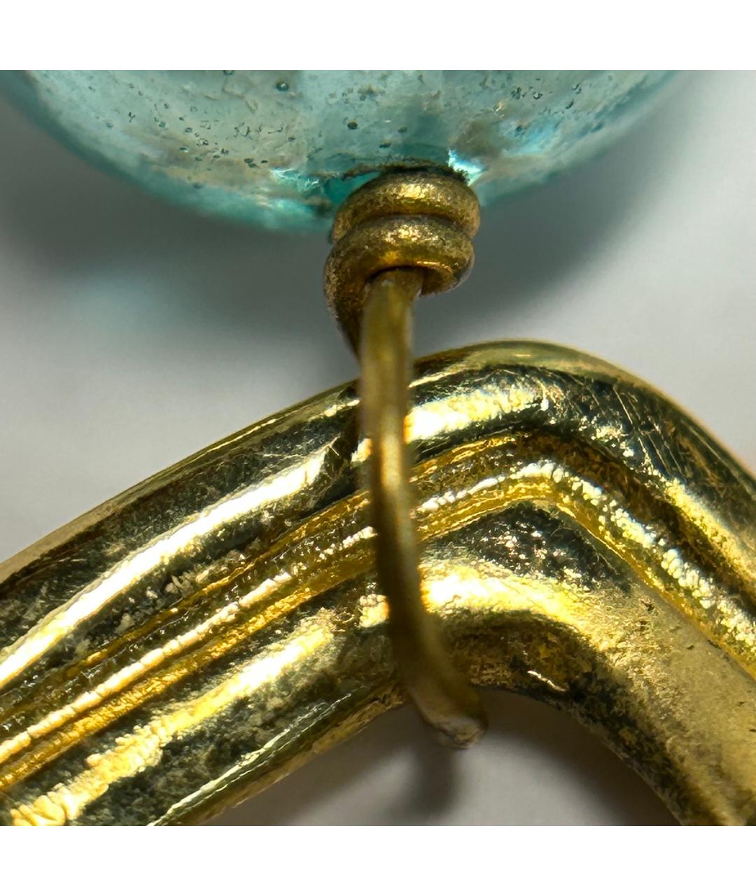 CHANEL Золотые металлические серьги, фото 8