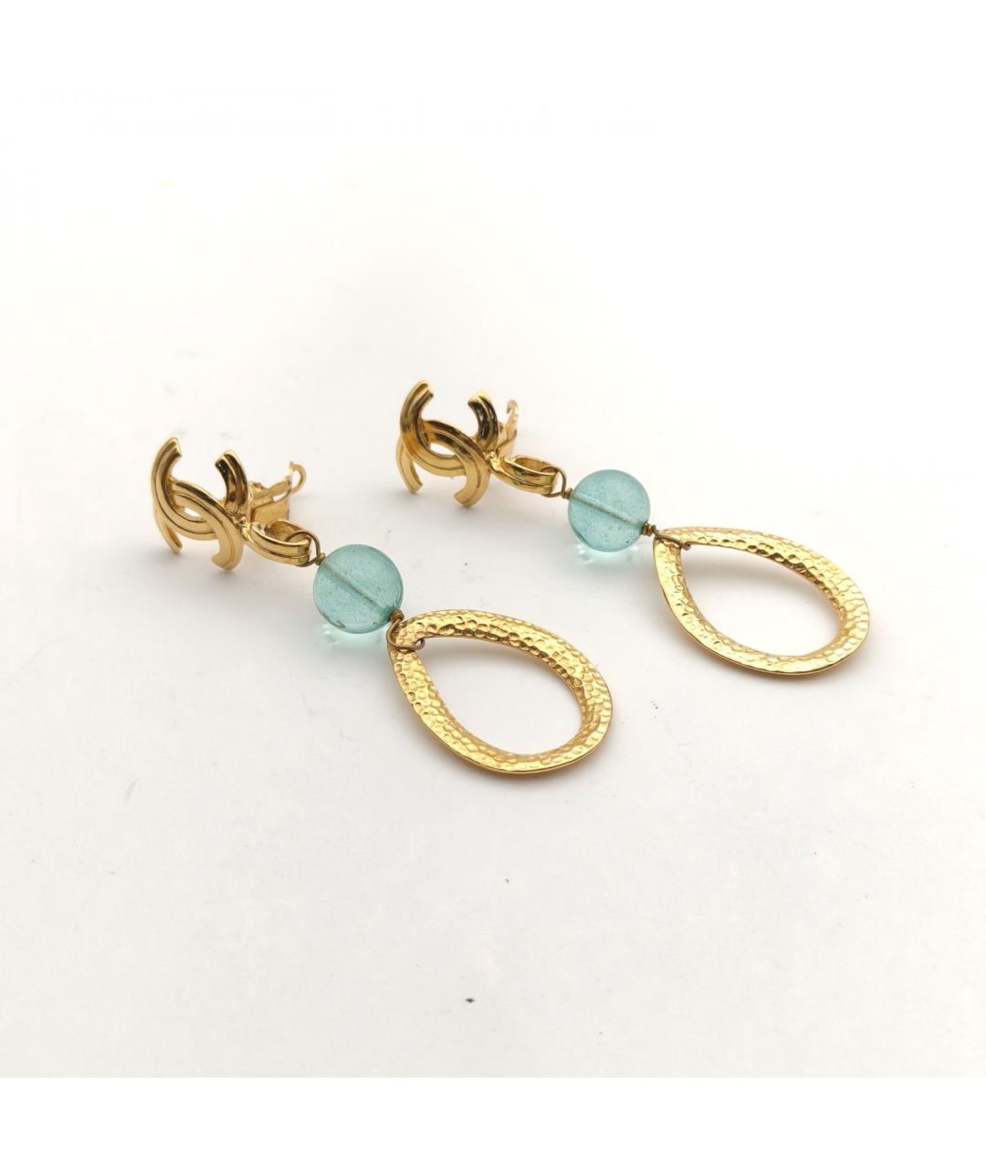 CHANEL Золотые металлические серьги, фото 3