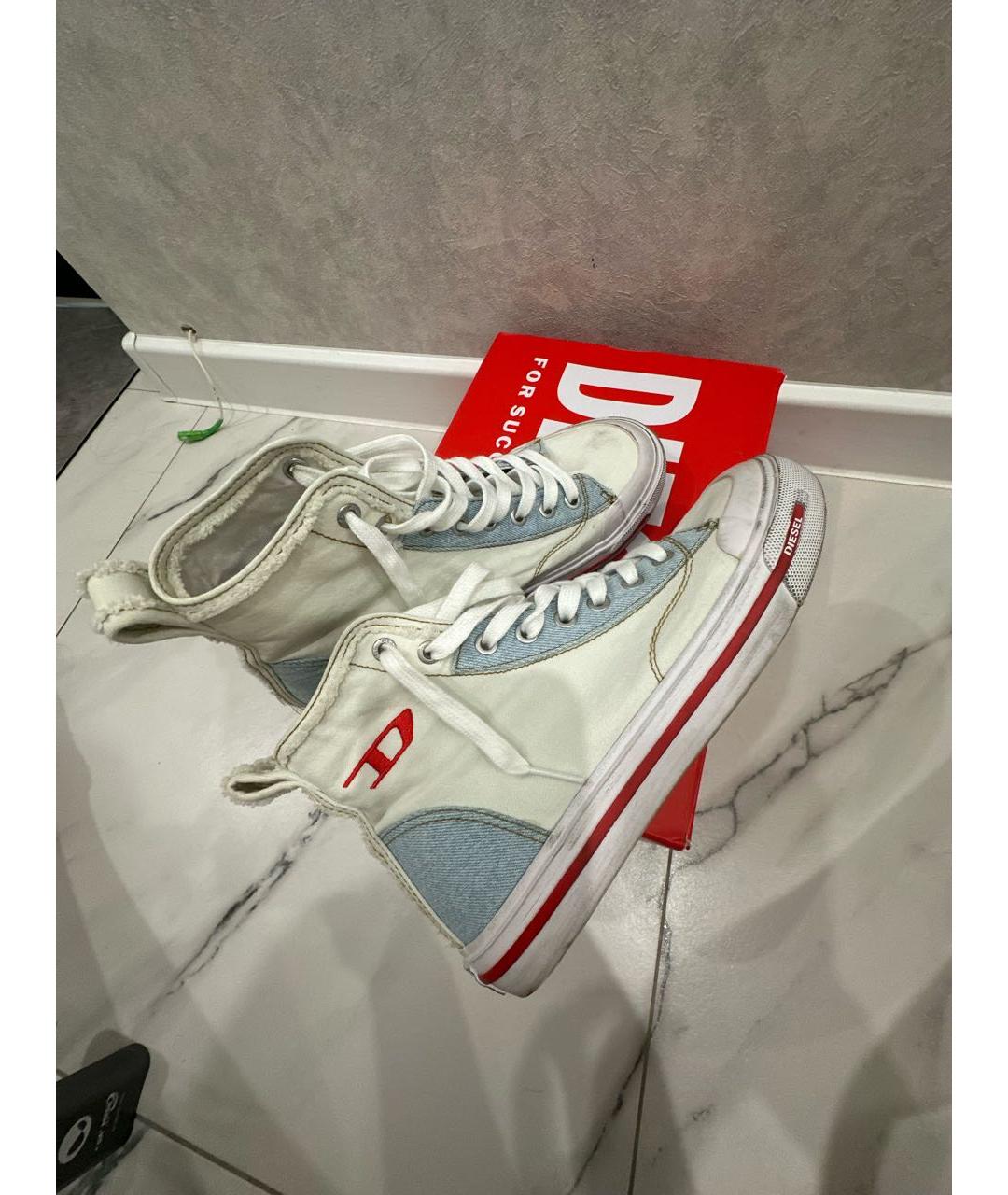 DIESEL Белые текстильные кеды, фото 5