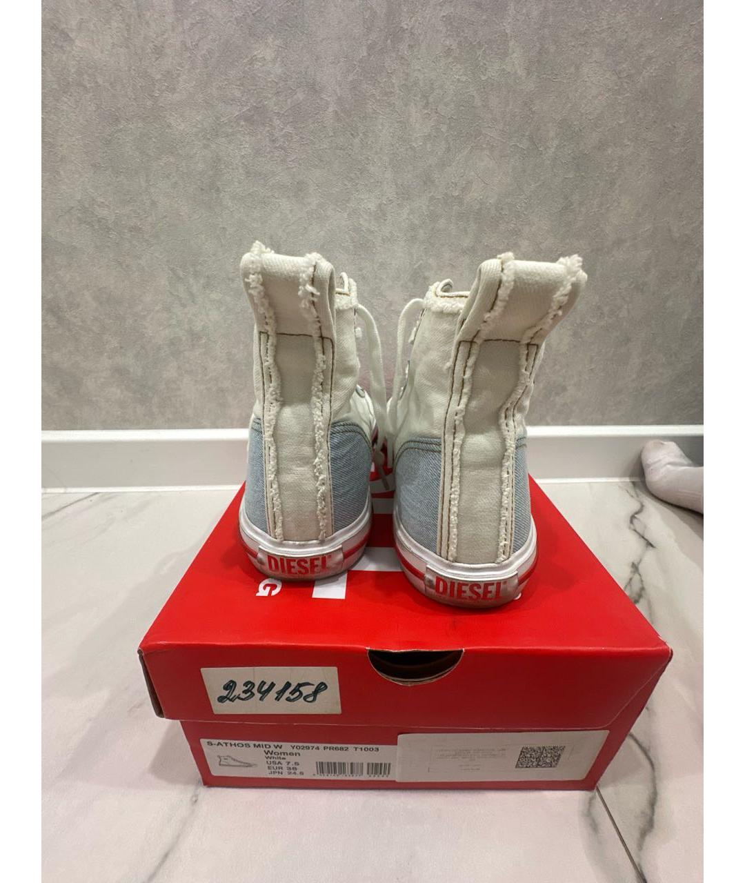 DIESEL Белые текстильные кеды, фото 4