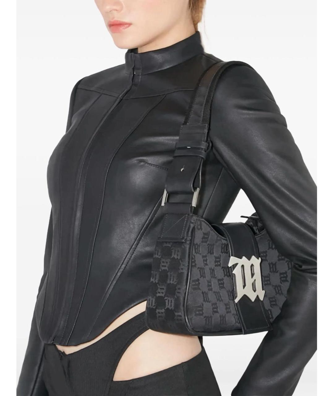 MISBHV Черная жаккардовая сумка с короткими ручками, фото 2