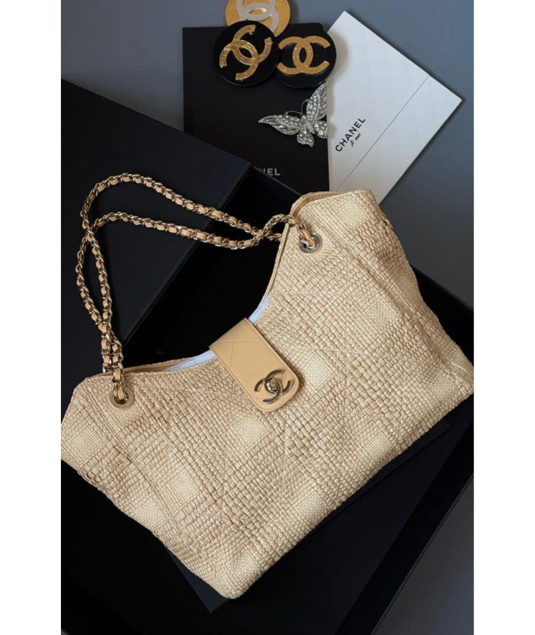 CHANEL Бежевая сумка через плечо, фото 3