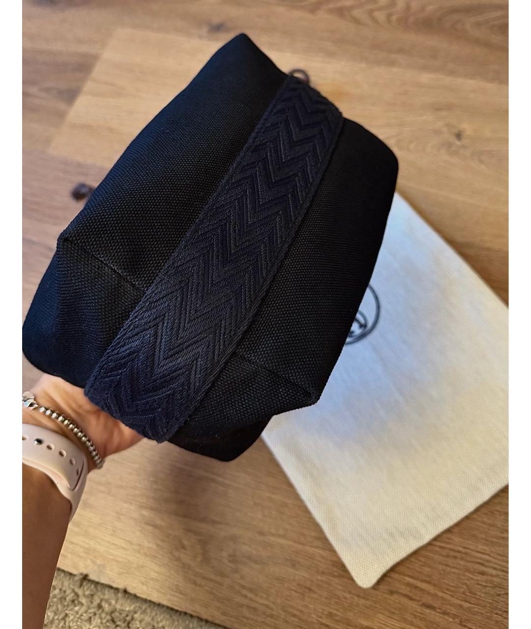 HERMES Черная хлопковая косметичка, фото 4