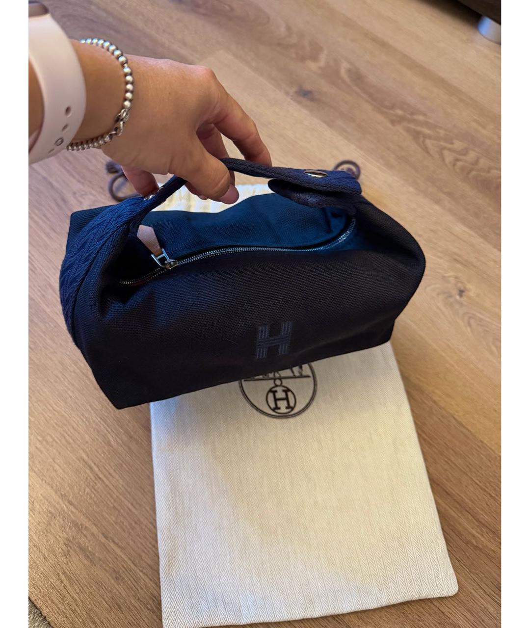 HERMES Черная хлопковая косметичка, фото 3