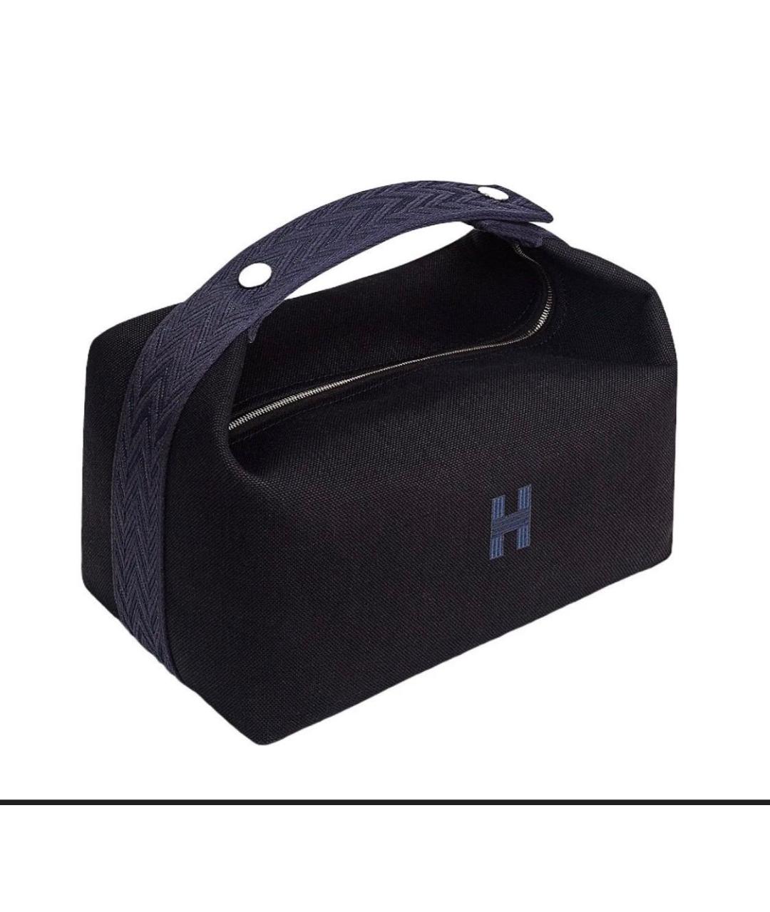 HERMES Черная хлопковая косметичка, фото 7