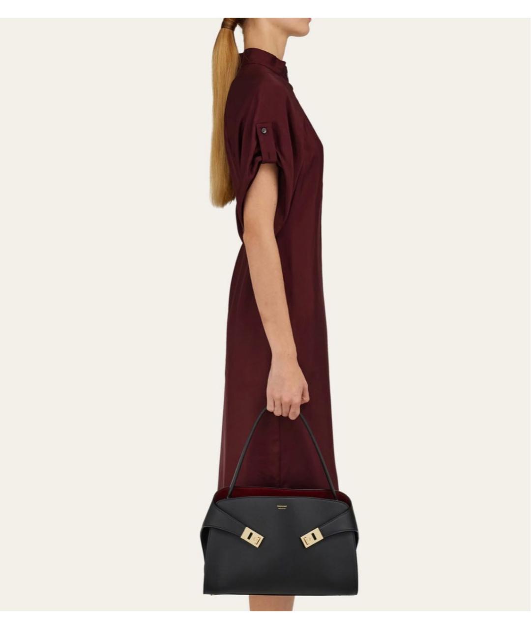 FERRAGAMO Черная кожаная сумка с короткими ручками, фото 5