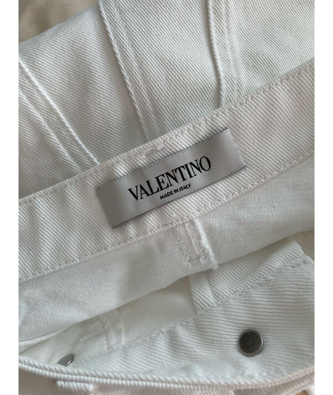 VALENTINO Белые хлопковые прямые джинсы, фото 5