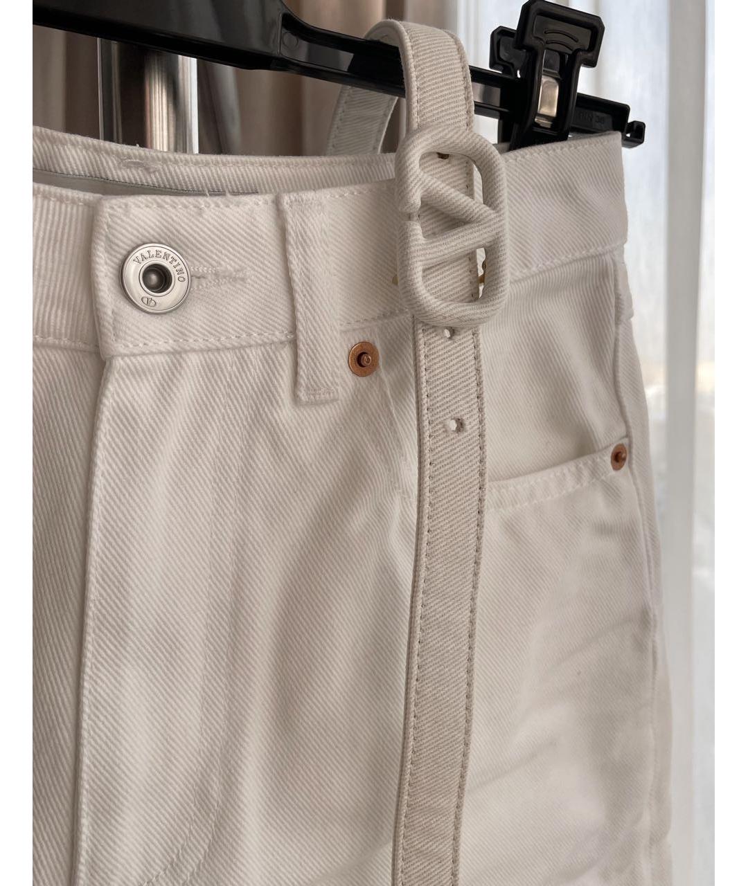 VALENTINO Белые хлопковые прямые джинсы, фото 4