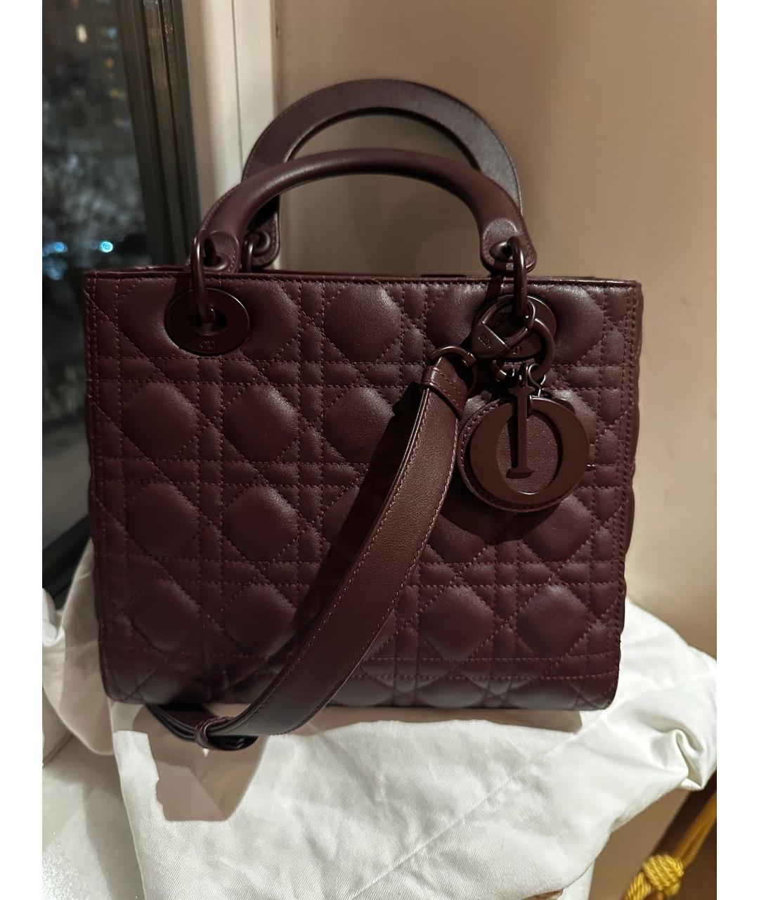 CHRISTIAN DIOR Бордовая кожаная сумка через плечо, фото 5