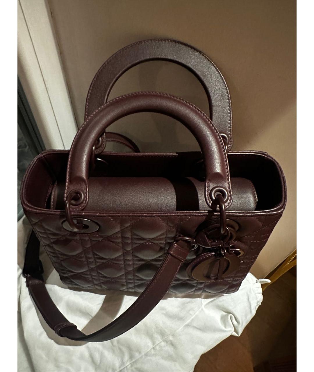 CHRISTIAN DIOR Бордовая кожаная сумка через плечо, фото 2