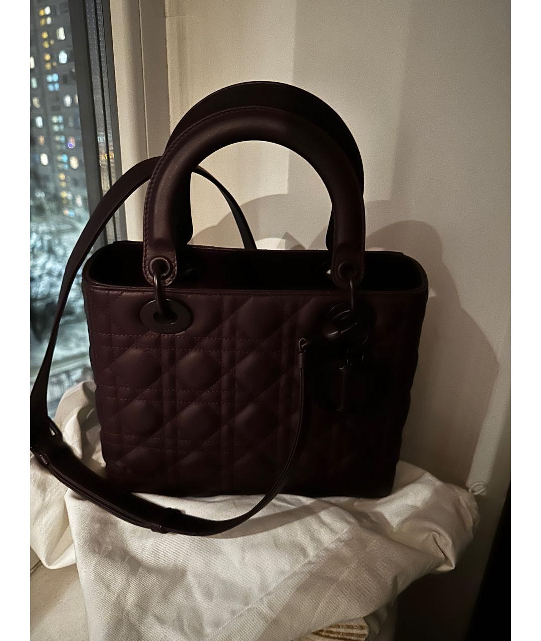 CHRISTIAN DIOR Бордовая кожаная сумка через плечо, фото 4