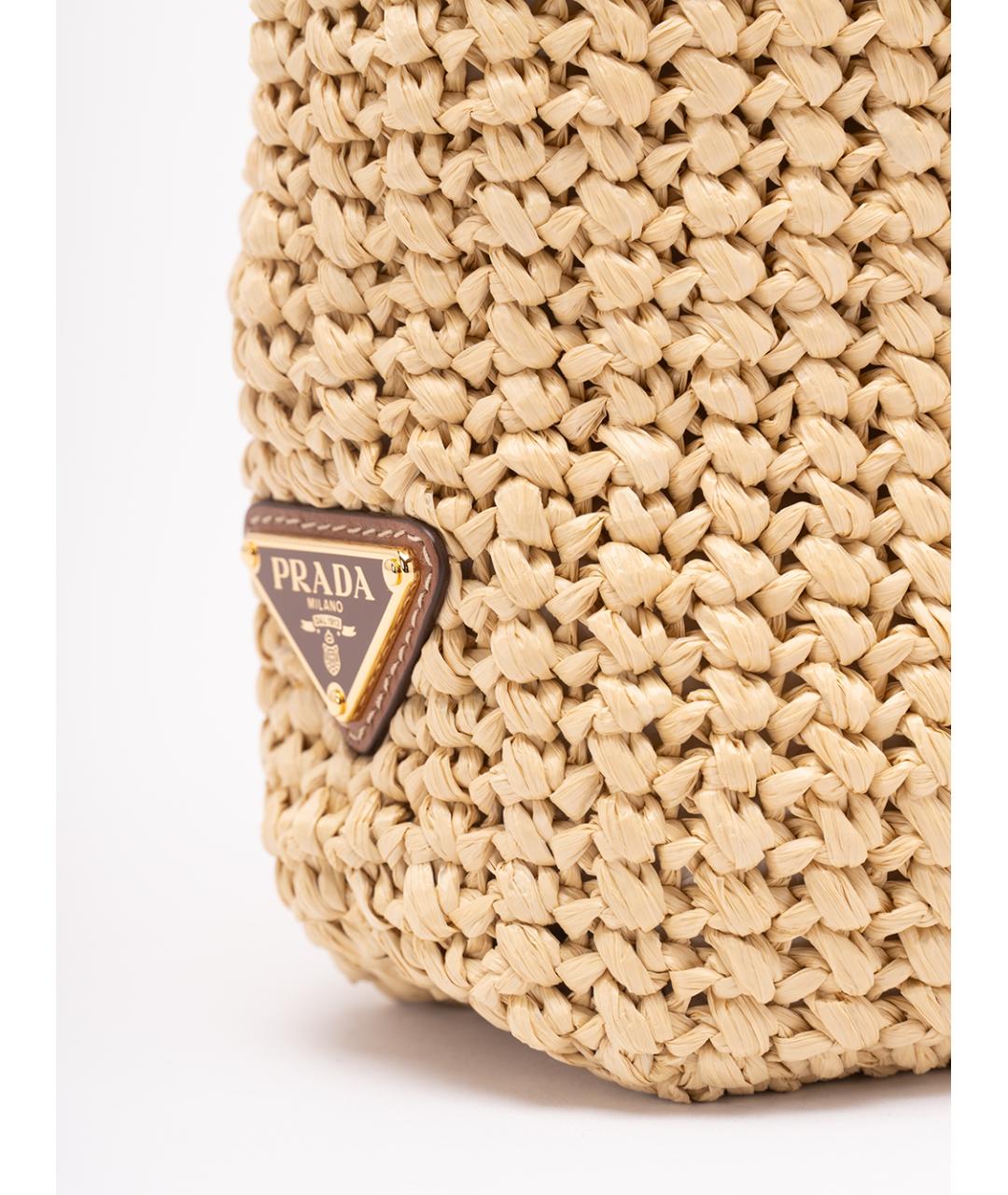 PRADA Бежевая пелетеная сумка тоут, фото 4
