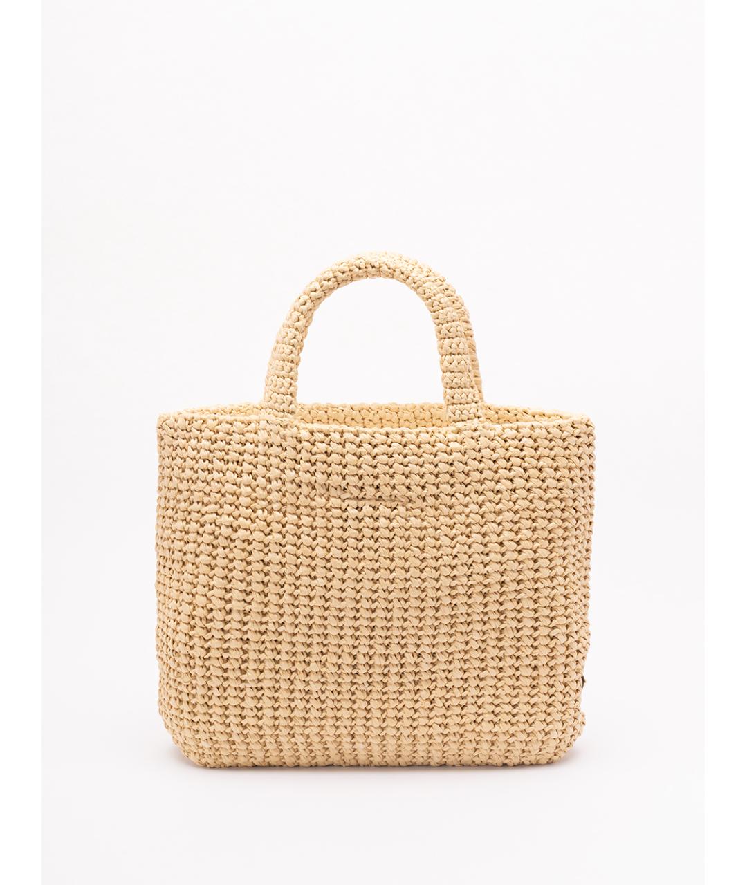 PRADA Бежевая пелетеная сумка тоут, фото 2