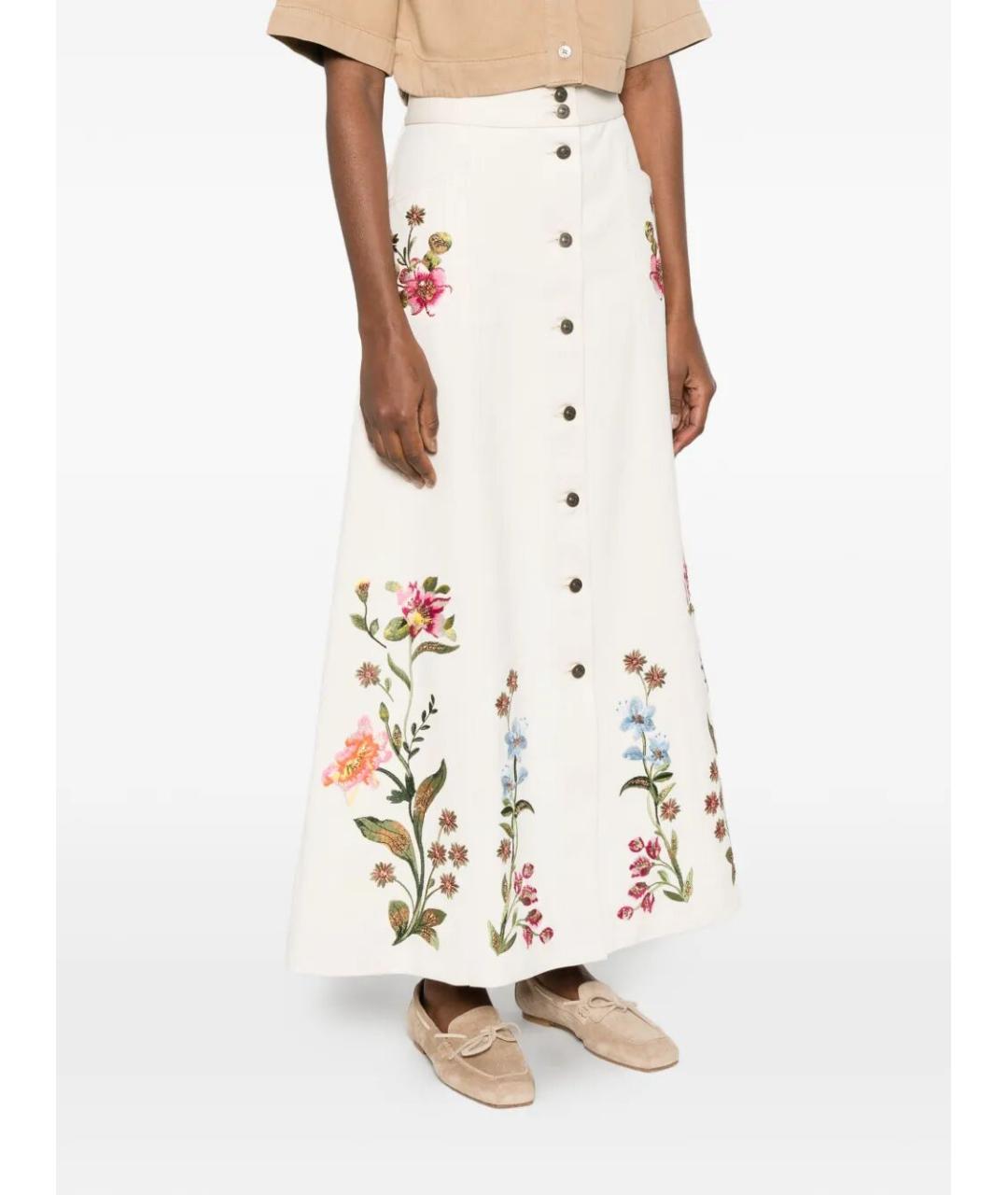 VALENTINO Бежевая хлопковая юбка миди, фото 4