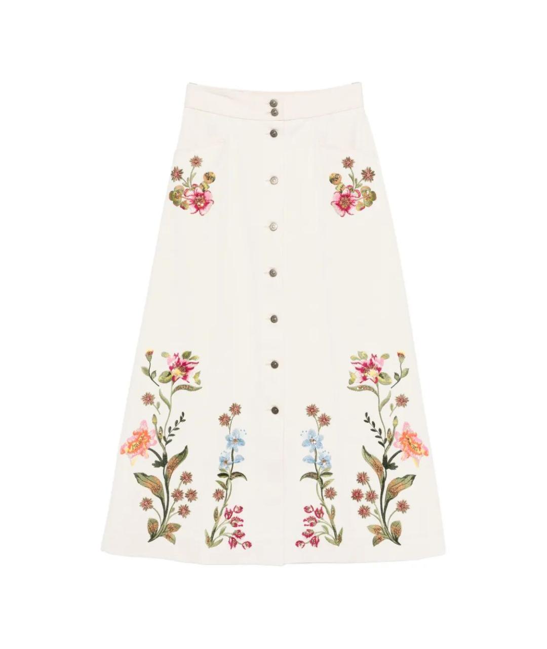 VALENTINO Бежевая хлопковая юбка миди, фото 1