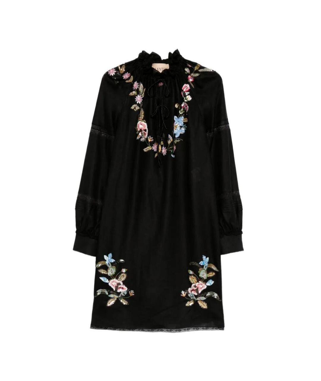 VALENTINO Черное льняное коктейльное платье, фото 1