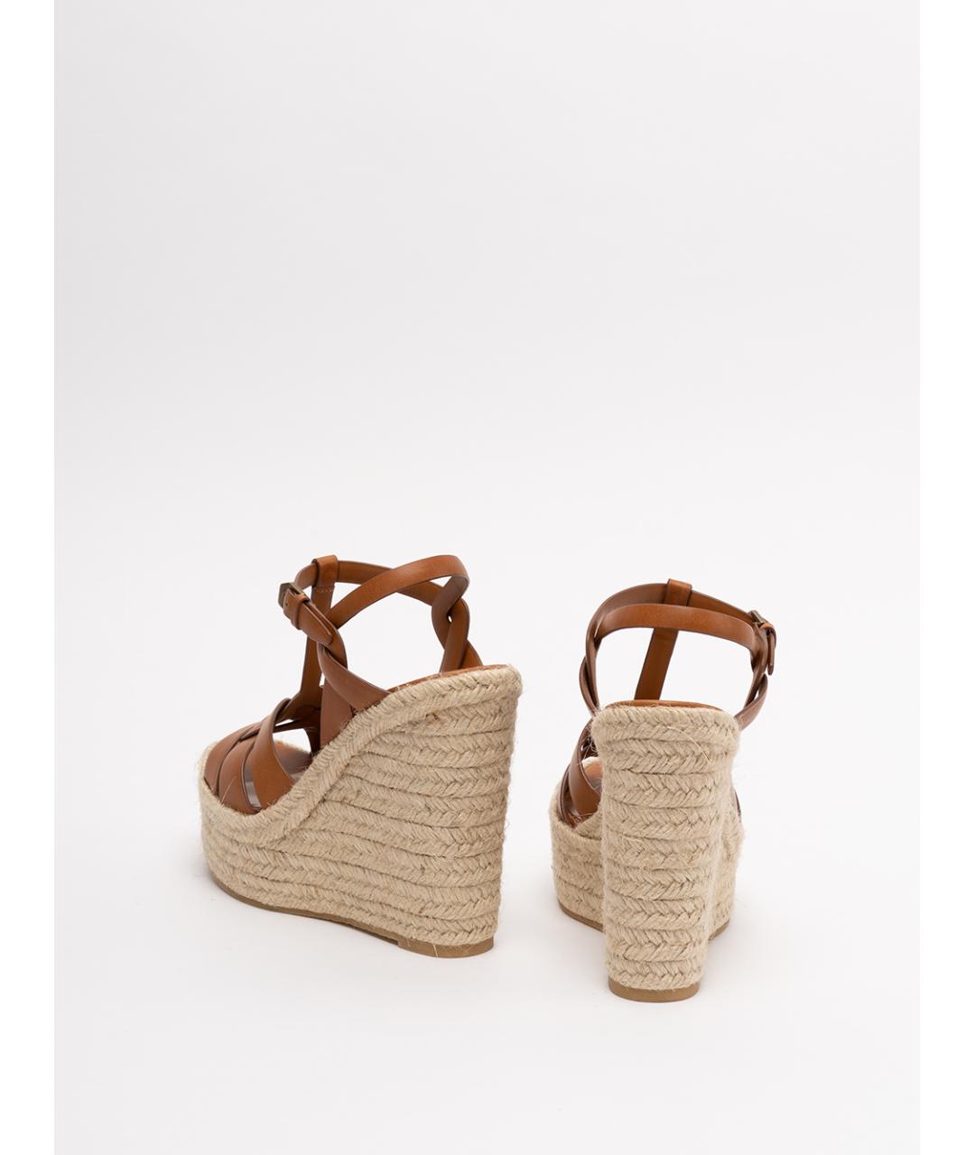 SAINT LAURENT Коричневые кожаные босоножки, фото 3