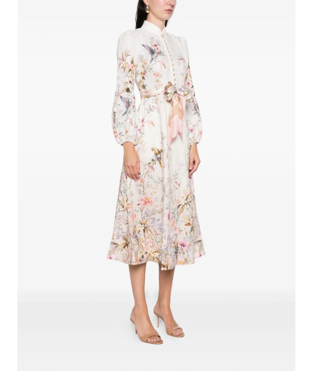 ZIMMERMANN Бежевое льняное повседневное платье, фото 3