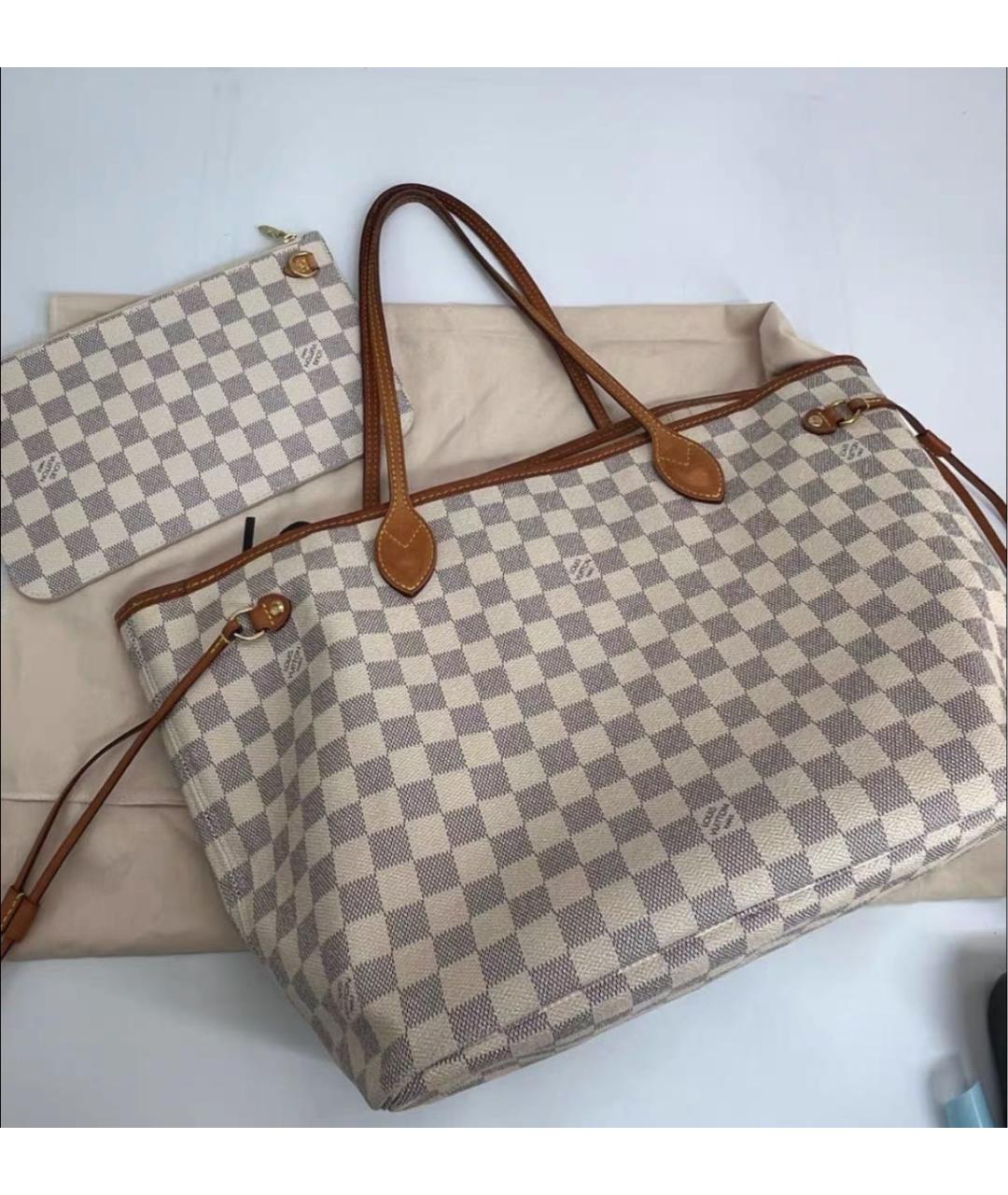 LOUIS VUITTON Белая кожаная сумка тоут, фото 3