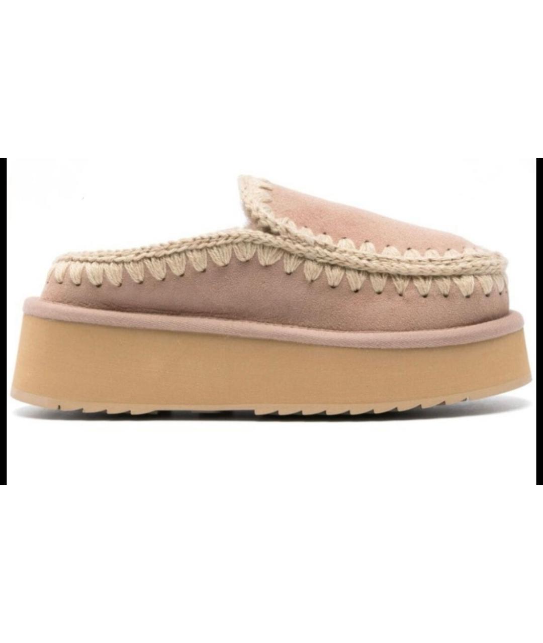 MOU Бежевые замшевые сабо, фото 8