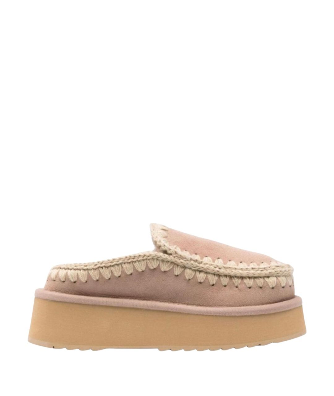 MOU Бежевые замшевые сабо, фото 1