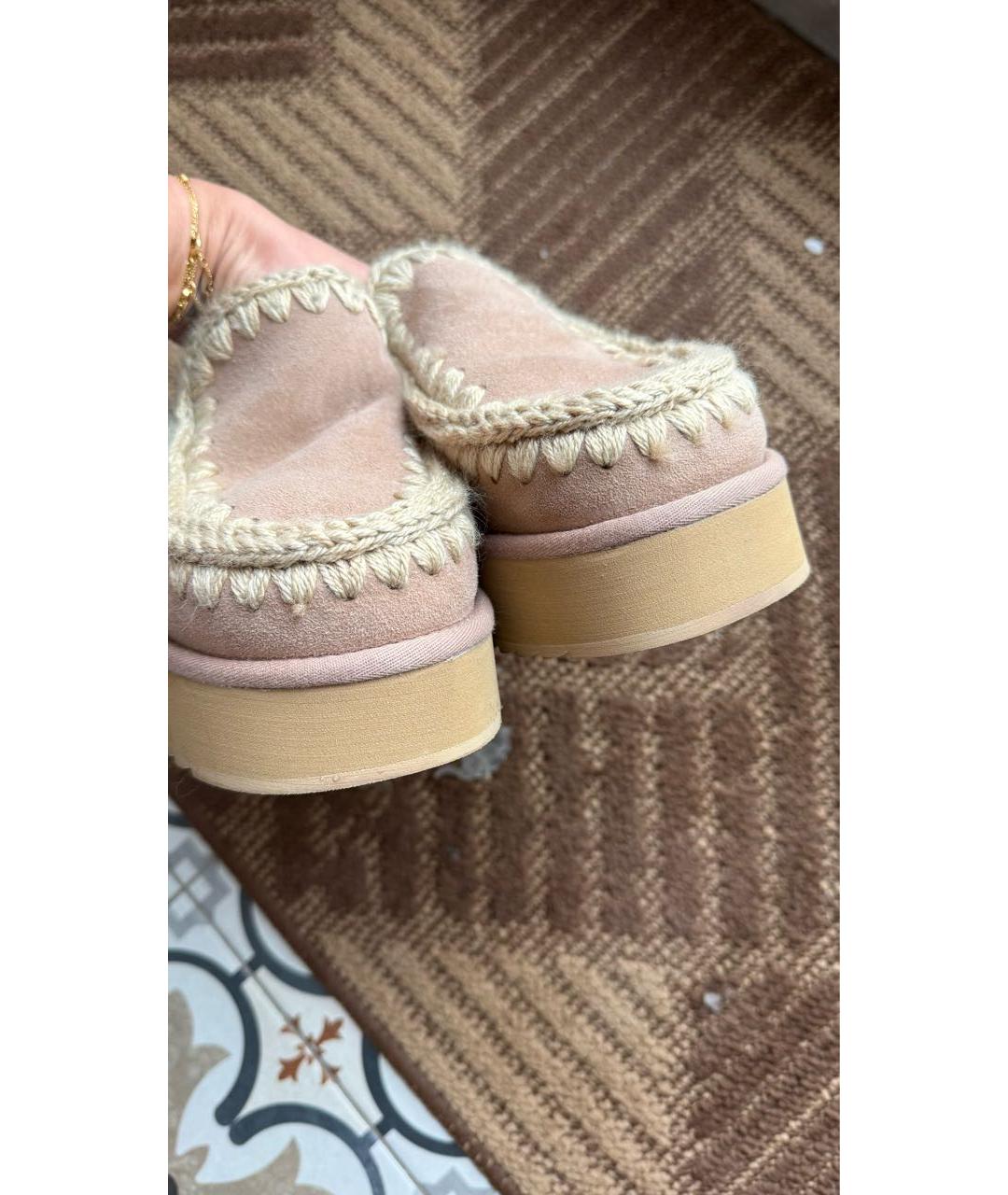 MOU Бежевые замшевые сабо, фото 4