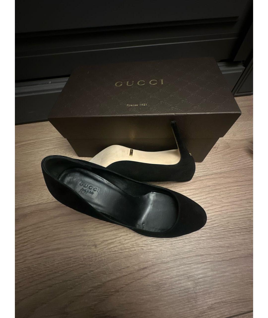 GUCCI Черные замшевые туфли, фото 5