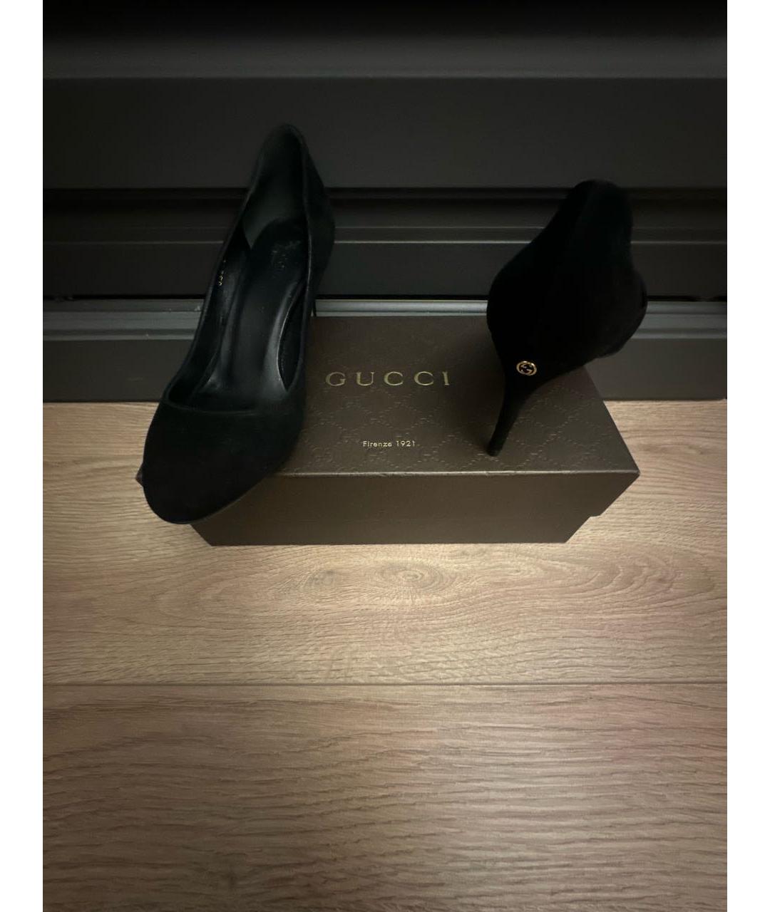 GUCCI Черные замшевые туфли, фото 7