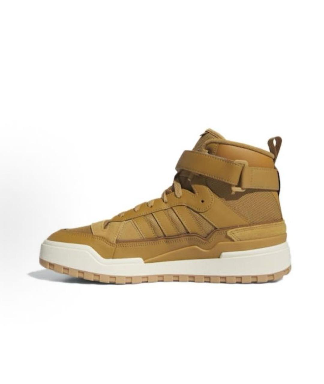 ADIDAS Бежевые кожаные высокие кроссовки / кеды, фото 2