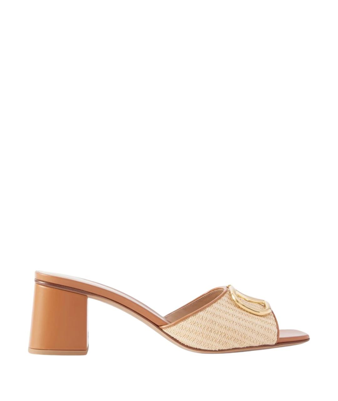 VALENTINO Бежевые текстильные мюли, фото 1