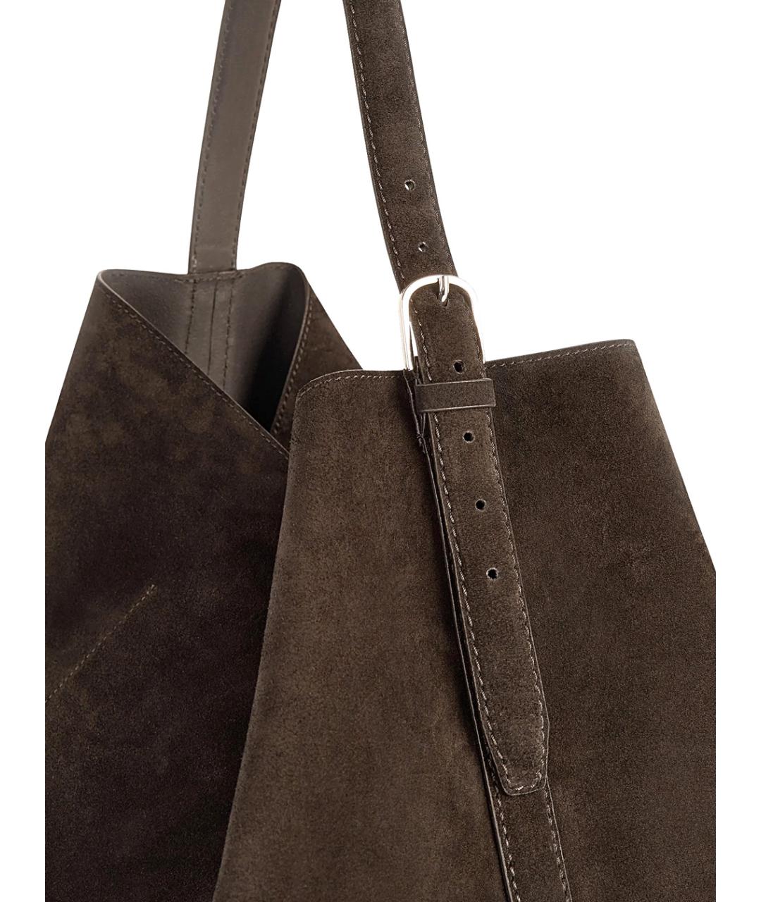 TOTEME Коричневая замшевая сумка тоут, фото 3