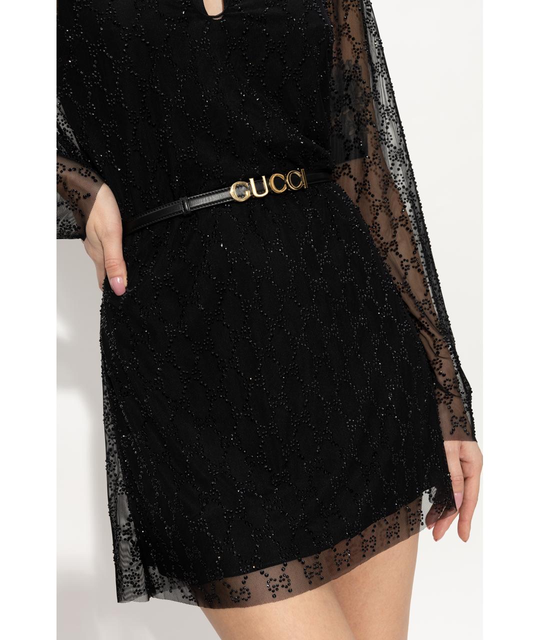 GUCCI Черный кожаный ремень, фото 4