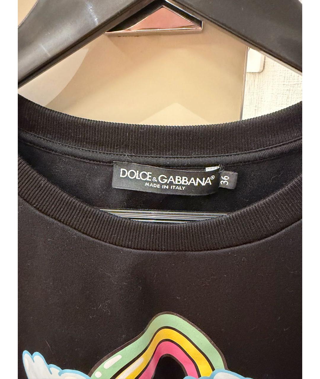 DOLCE&GABBANA Черная хлопковая футболка, фото 4