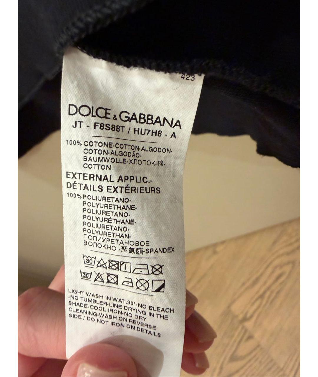 DOLCE&GABBANA Черная хлопковая футболка, фото 3