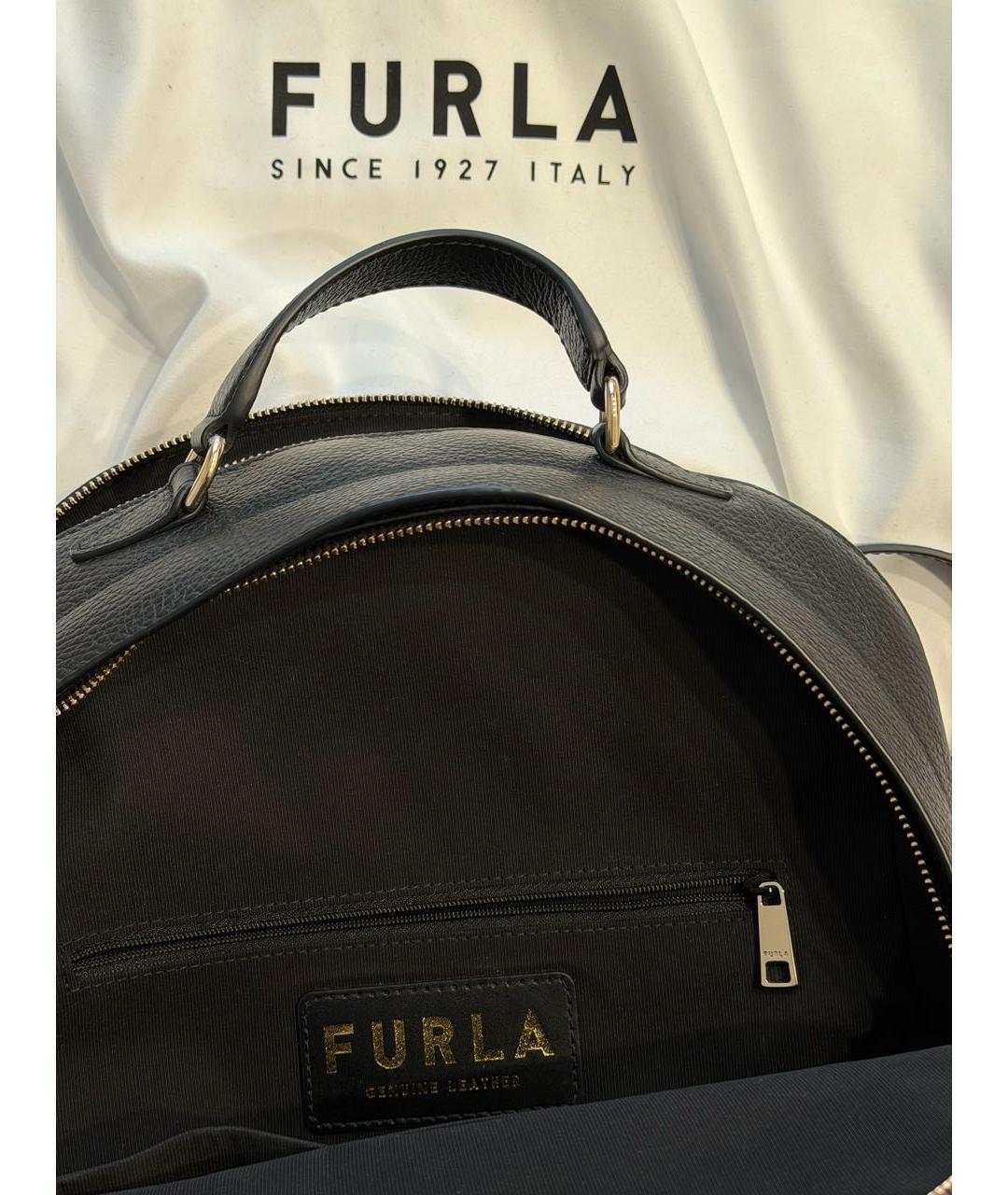 FURLA Черный кожаный рюкзак, фото 4