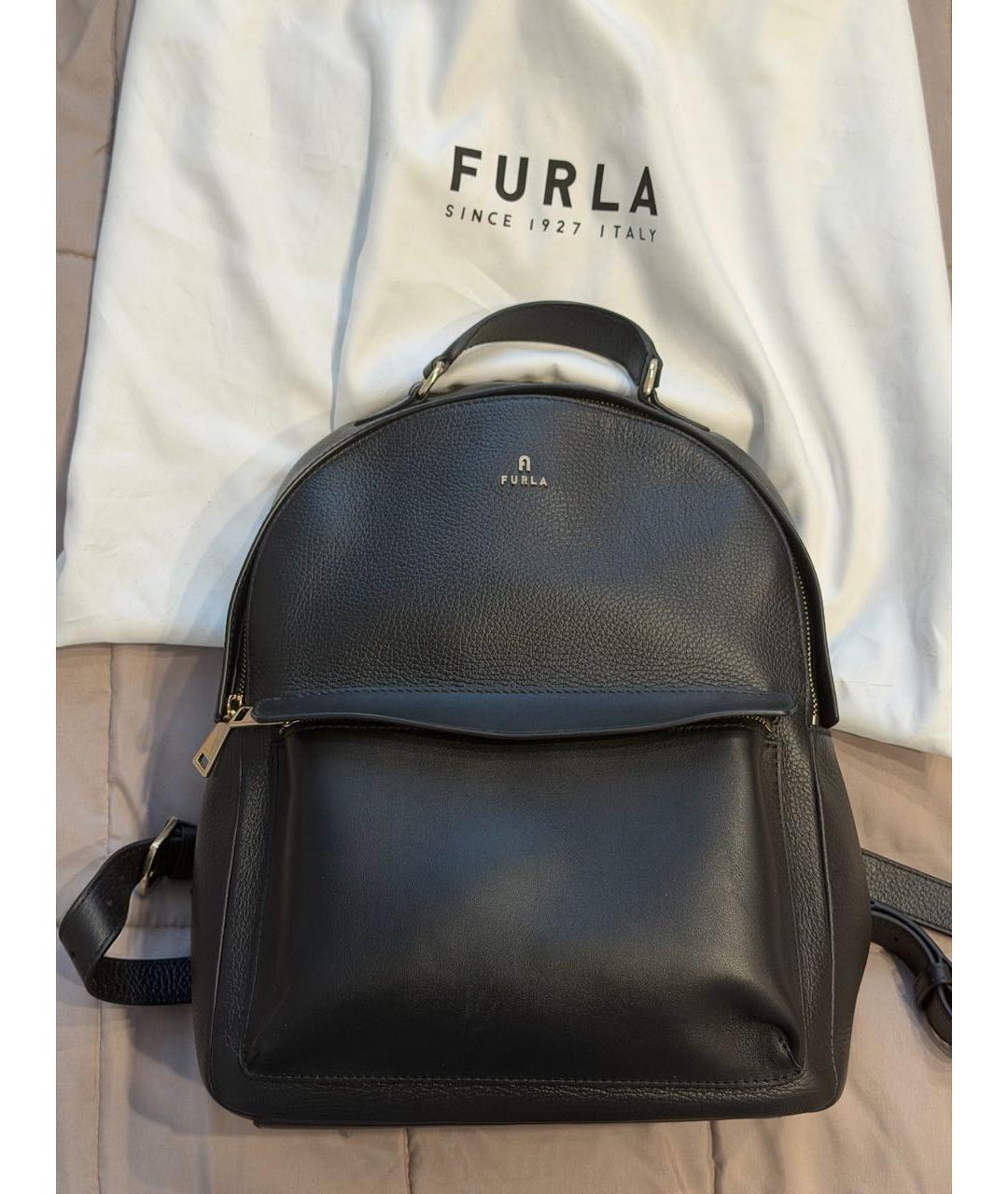 FURLA Черный кожаный рюкзак, фото 9