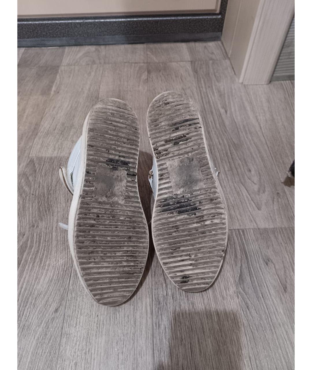 GIUSEPPE ZANOTTI DESIGN Белые кожаные низкие кроссовки / кеды, фото 5