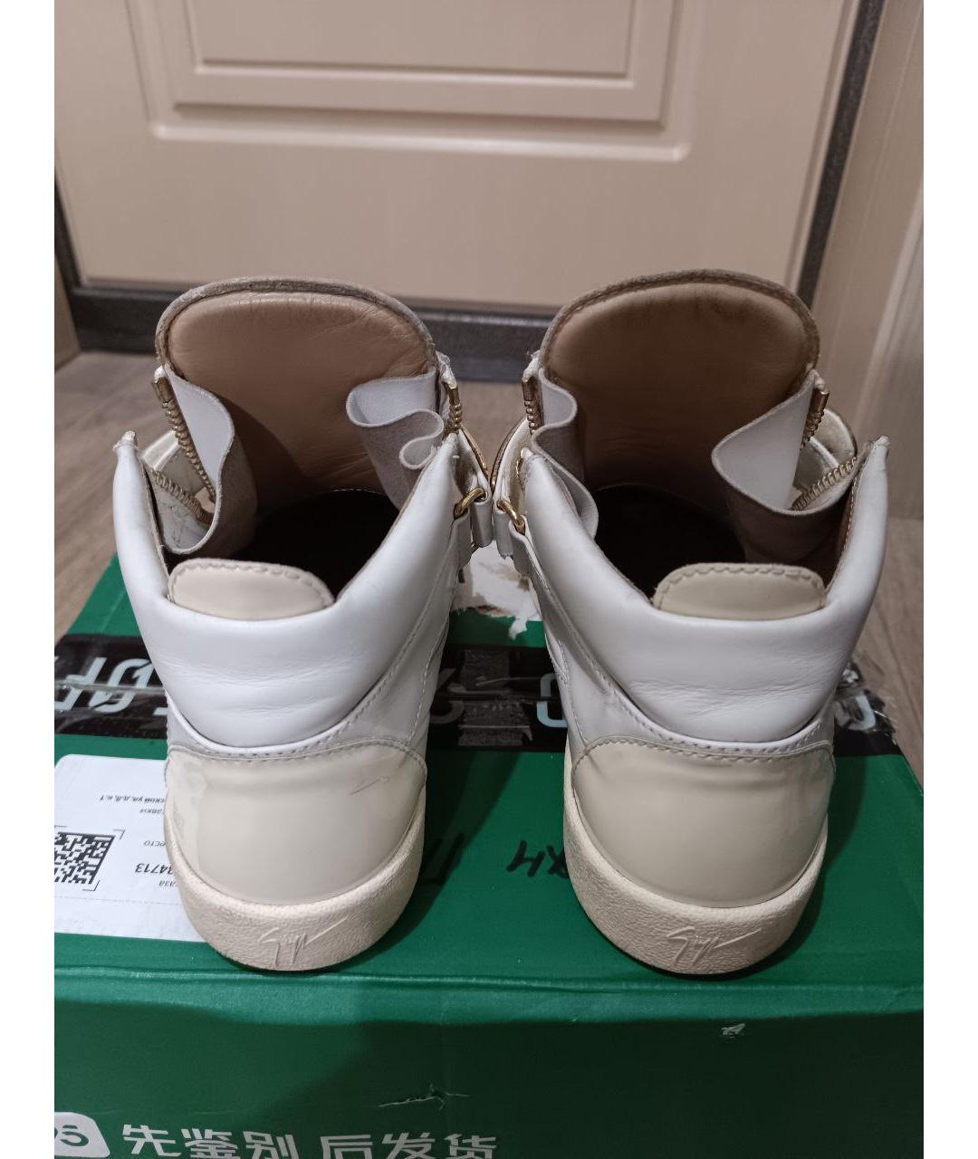 GIUSEPPE ZANOTTI DESIGN Белые кожаные низкие кроссовки / кеды, фото 4