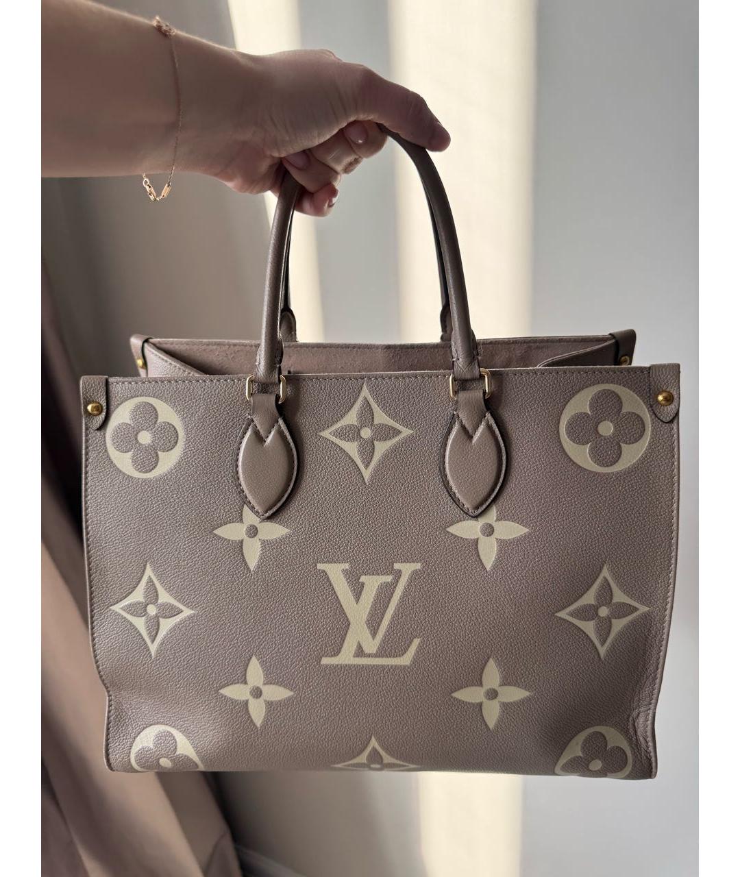 LOUIS VUITTON Бежевая кожаная сумка тоут, фото 2