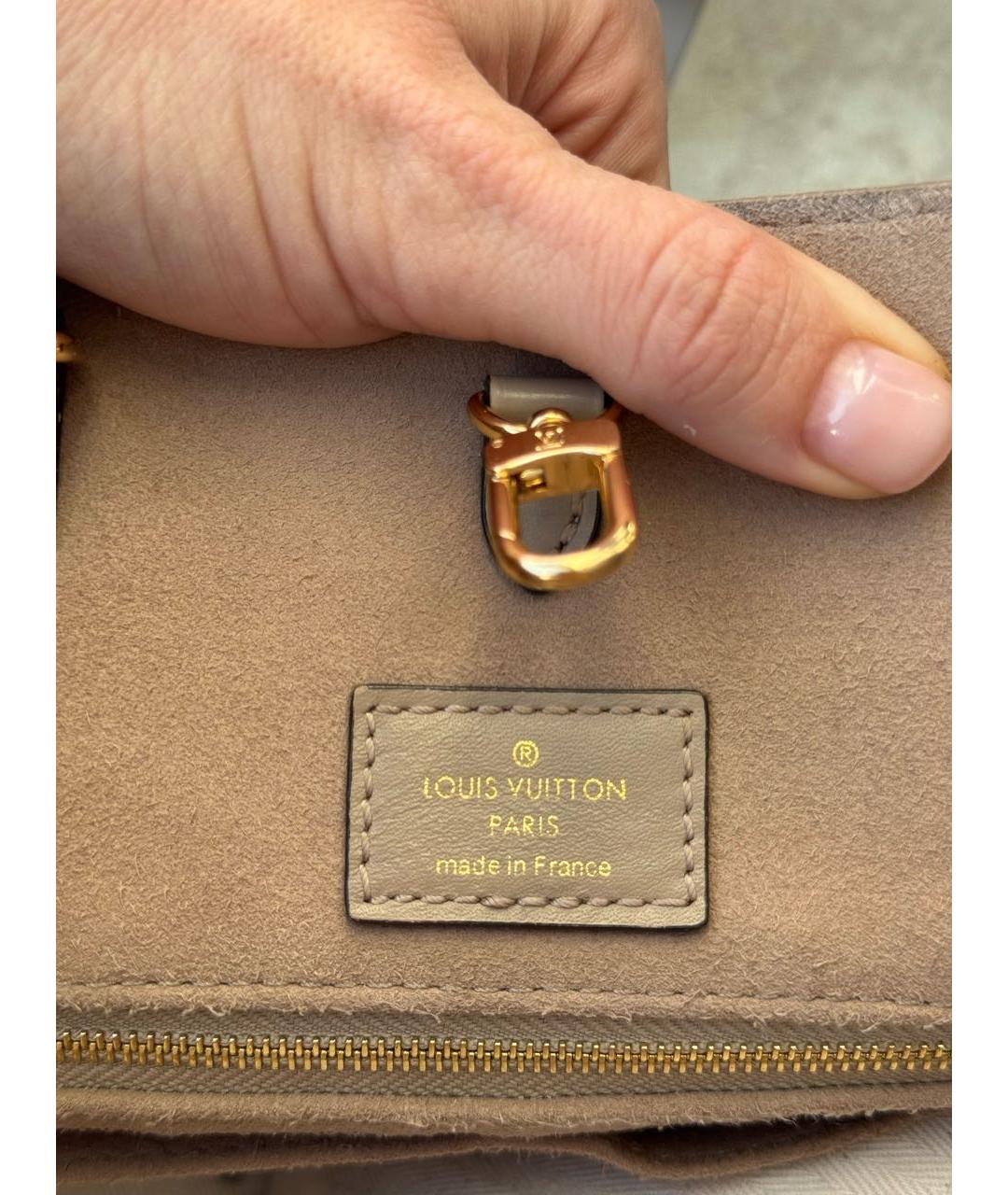 LOUIS VUITTON Бежевая кожаная сумка тоут, фото 5