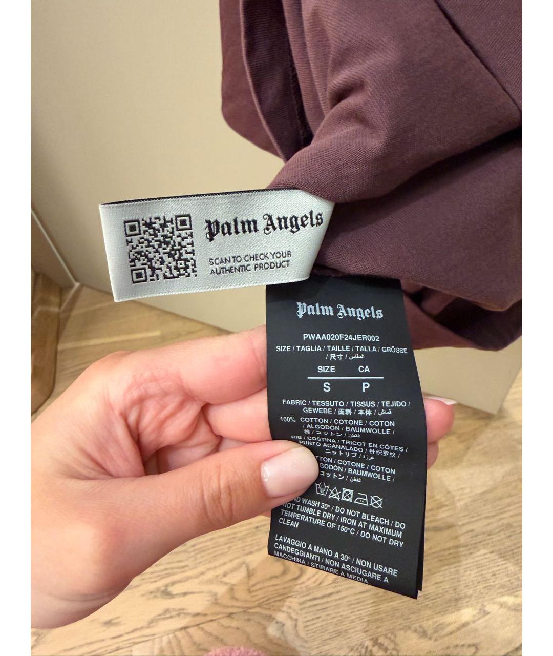 PALM ANGELS Бордовая хлопковая футболка, фото 4