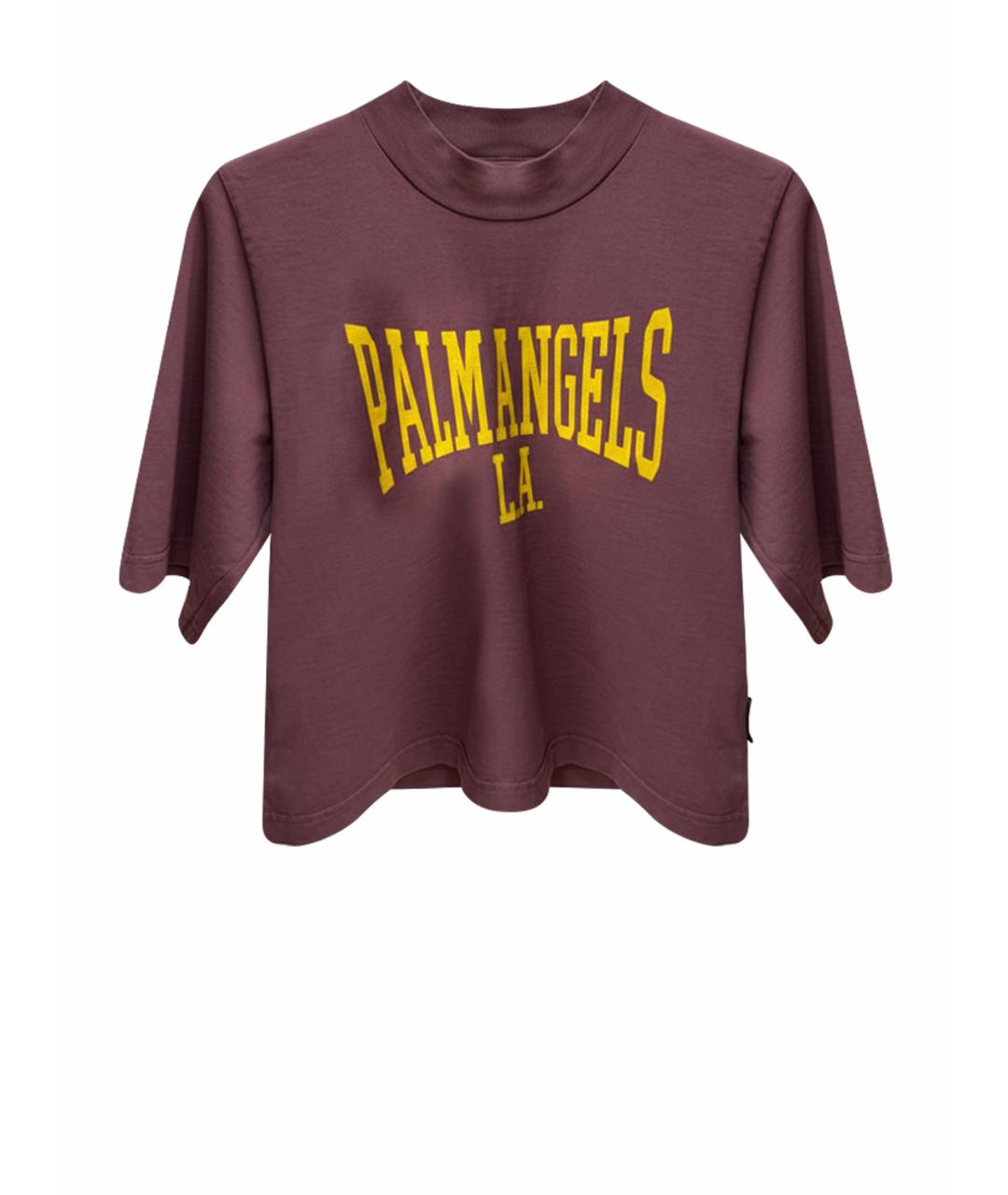 PALM ANGELS Бордовая хлопковая футболка, фото 1